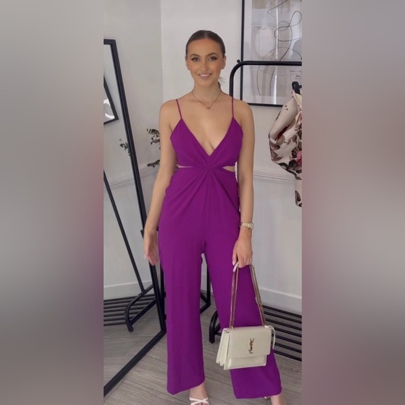 Zara Twisted Strap Cut-out Jumpsuit in Magenta - Size M - Picture 9 of 10